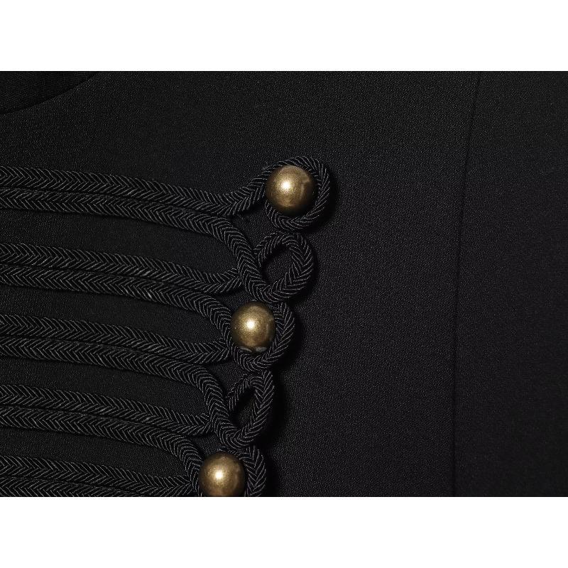 Elegant Women's Cropped Black Coats Pads Stand Collar Full Sleeve Jacket Autumn Lady Chic Commute Outwear