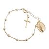 Bracciale Portatile con Croce e Perline della Vergine con Catena di Estensione da 5 cm