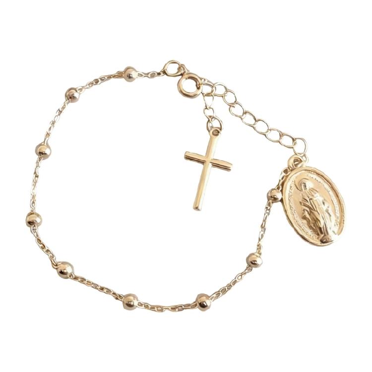 

Fashionable Alloy Beaded Crosses Virgin Charm Bracelet Adjustable For All Wrists