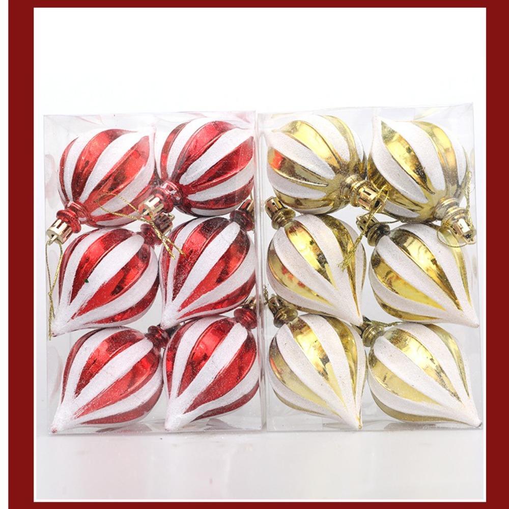 6 Stück/Karton Bemalte Kürbis Weihnachtsbaumschmuck Kunststoff DIY Bastelarbeiten Bemalte Weihnachtsgeschenkboxen Anhänger Neujahr