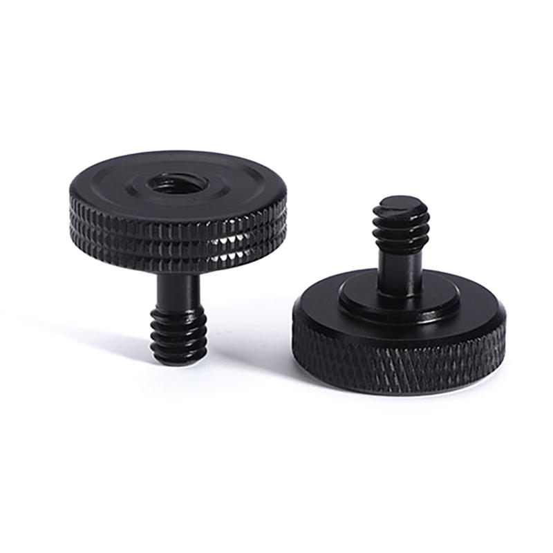 1Pc Black Metal Camera Screw Mount 1/4" Dual Nuts Tripod Mount Screw Double Layer Thread Screw Mount Adapter For Camera Flash