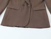 European Style Double-Breasted Padded Shoulder Suit Jacket & Zippered Tapered Pants Set