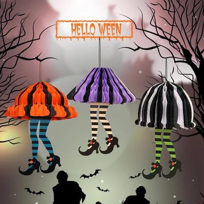 New Halloween Witch Legs Socks Hanging Decorations DIY Paper Crafts Party Supplies