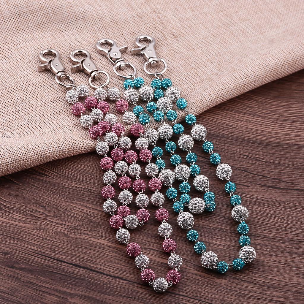 Hip Hop Disco Ball Rhinestone Exquisite Imitation Pearl Keychain Wallet Belt Chain Men Women Punk Hipster Pant HipHop Jewelry