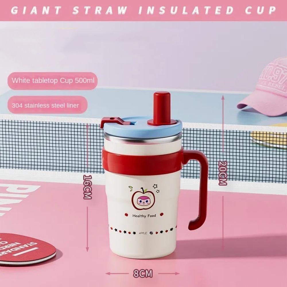 Double Drink Vacuum Cup Large Capacity Cold Water Mug Portable Suction Tube Cup  Drinkware