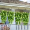 1pc Artificial Bamboo Leaf Rattan Green Plant Wall Hanging Artificial Hanging Plant Fake Outdoor Home Decorative Flower