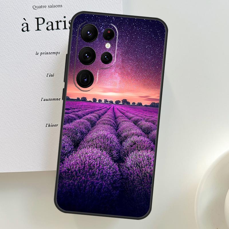 Lavender Purple Flowers Case For Samsung Galaxy S26 Ultra S25 S24 S23 S21 S22 Ultra S10 S20 Plus S25 FE Phone Cover
