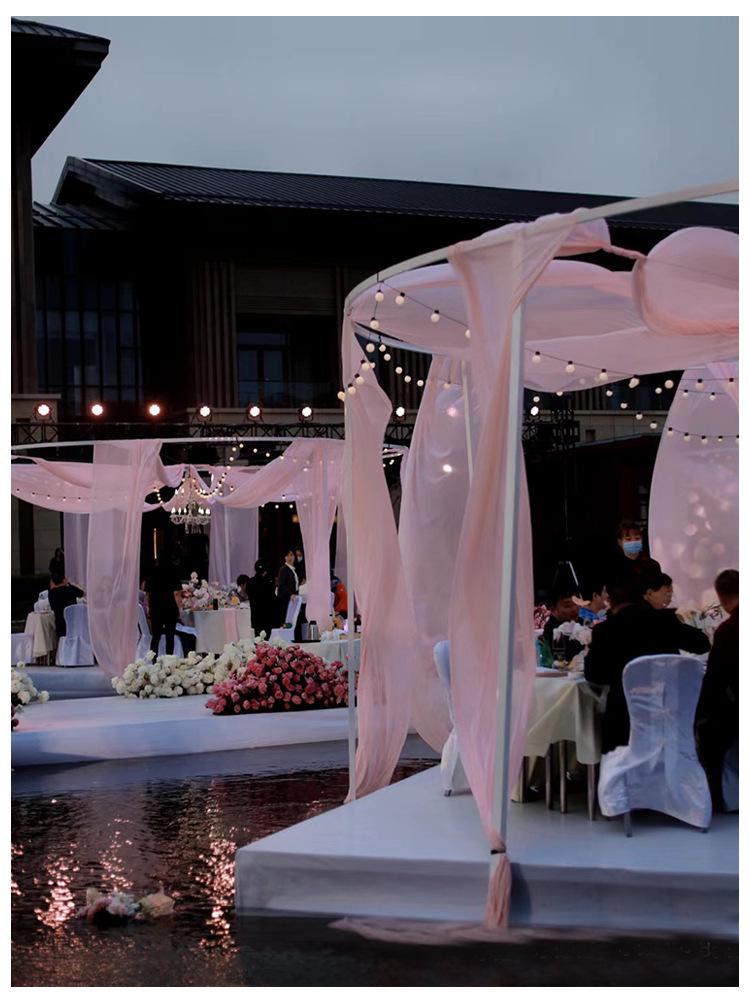 Light Pink Cherry Blossom Gauze Curtain with Pink Jade and Pink Bean Paste Highlights - Swiss Mosquito Net Yarn for Beauty Salon Ceiling.