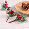 10PCS Artificial Flower Red Christmas Berry Pine Cone Holly Branches Christmas Decoration for Home Floral Decor Flower Crafts