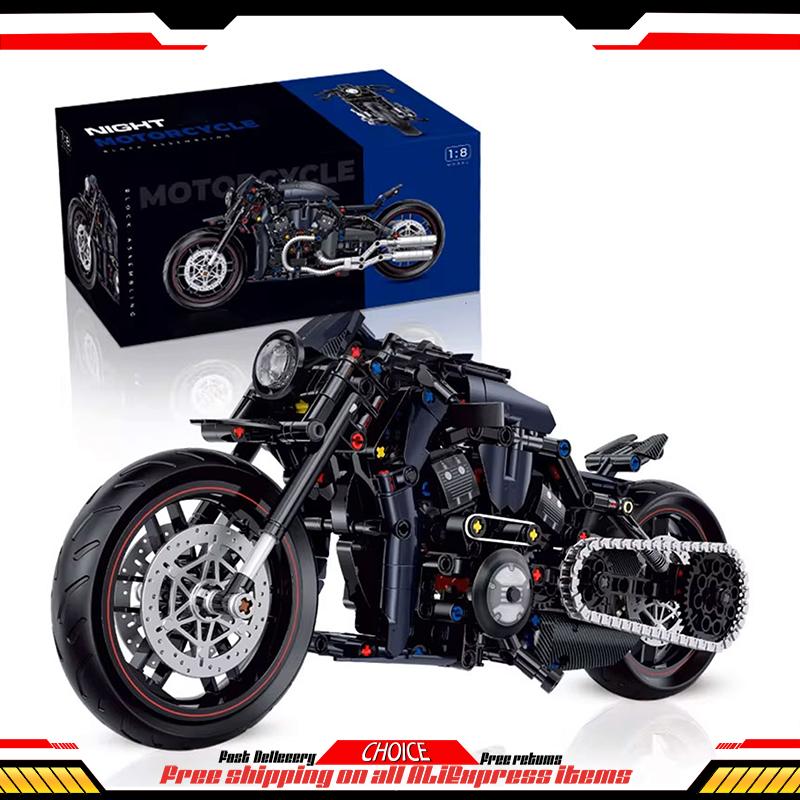586Pcs Classic Motorbike Building Blocks Set Adults Cool Moto Road Racer Bricks Model Christmas Gifts Toys for Kid Boys Children