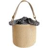 Women Fashion Woven Bucket Top Handle Bags Beach Straw Shoulder Bags Bohemian Summer Handbags Casual Bow Knot Crossbody Bags