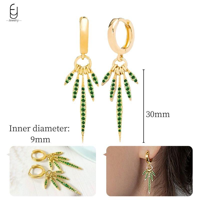 925 Silbernadel Grüne Zirkon Gold Ohrringe Herz Creolen für Damen Zarte Steckerohrringe Luxuriöser Schmuck Geschenke