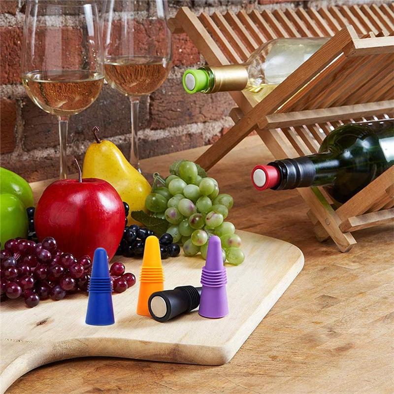 New 6/2/1PC Silicone Wine Bottle Stopper Set Whiskey Leak Proof Beer Champagne Bottle Cap Closer Wine Cork Lid Bar Accessories