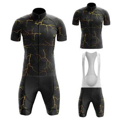 Two Colors Lightning Series Summer Cycling Jersey Set Men Short Sleeve and Bib Shorts Gel Breathable Pad Maillot Ciclismo Hombre