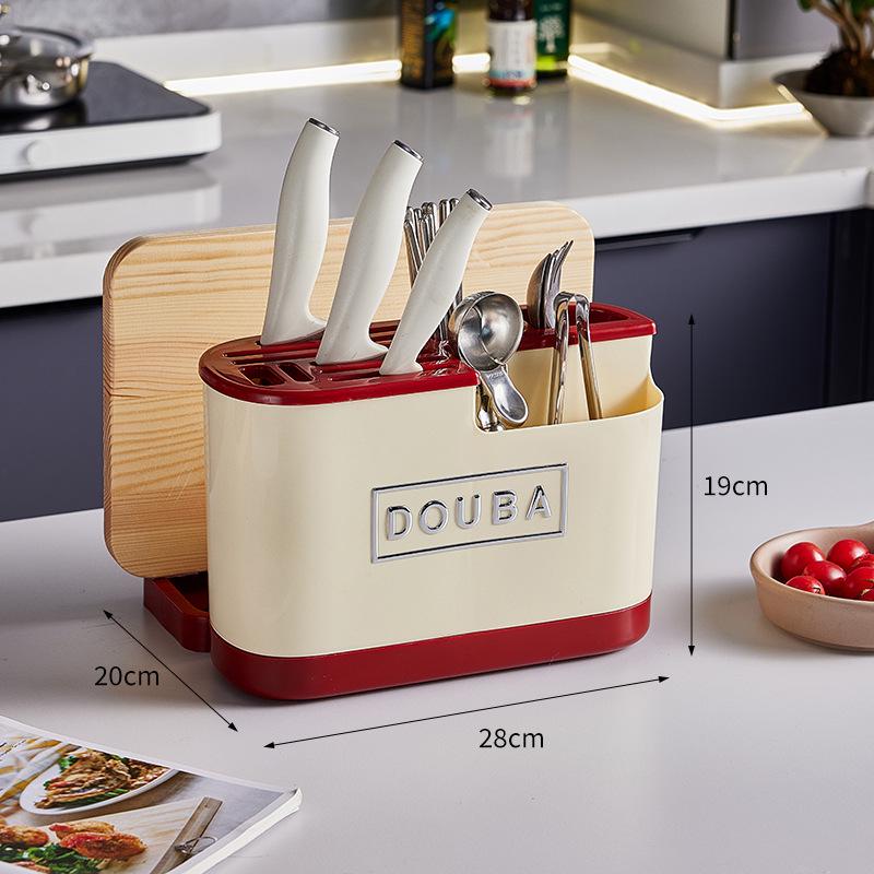 Dopamin Multifunktionaler Küchenmesser- und Schneidebretthalter mit integrierter Aufbewahrung.