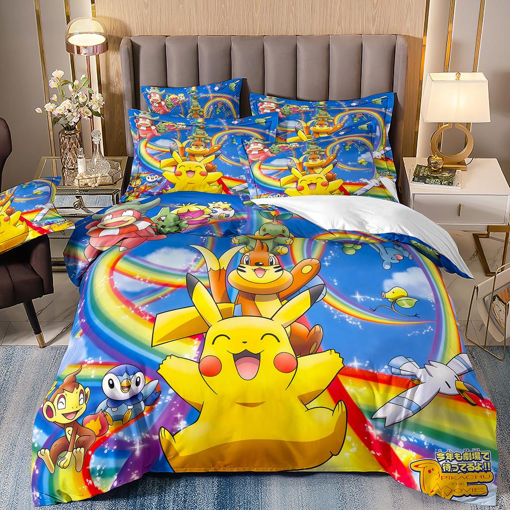 Cette Anime Pokemon Collections de Linge de LitPikachu Housse de Couette Collection EnfantsDécoration de ChambreAvec Taie d'OreillerPlusieurs Tailles