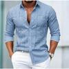 Men's Stripe Printed Long Sleeve Shirts Casual Cardigan New Button Holiday Fashion Shirts