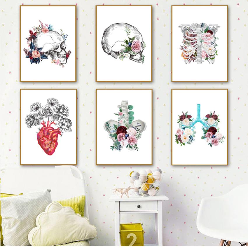 

Настенные картины с принтами для декора гостиной, Анатомия мозга и сердца, винтажная настенная живопись на холсте, постеры на скандинавскую тему и