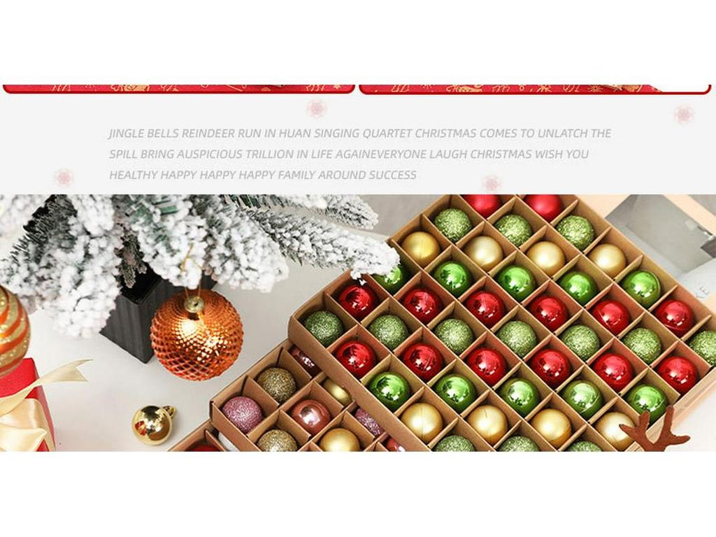 Box of 49 Electroplated Shiny 3cm Christmas Ball Ornaments for Tree Decoration and Scene Arrangement