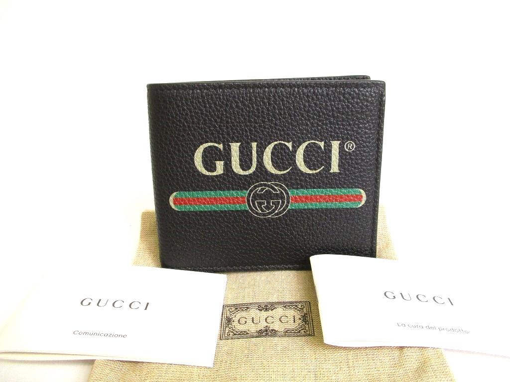 Autentická peněženka GUCCI Vintage Logo Black Leather Bifold Bill Wallet #9711 Repasované