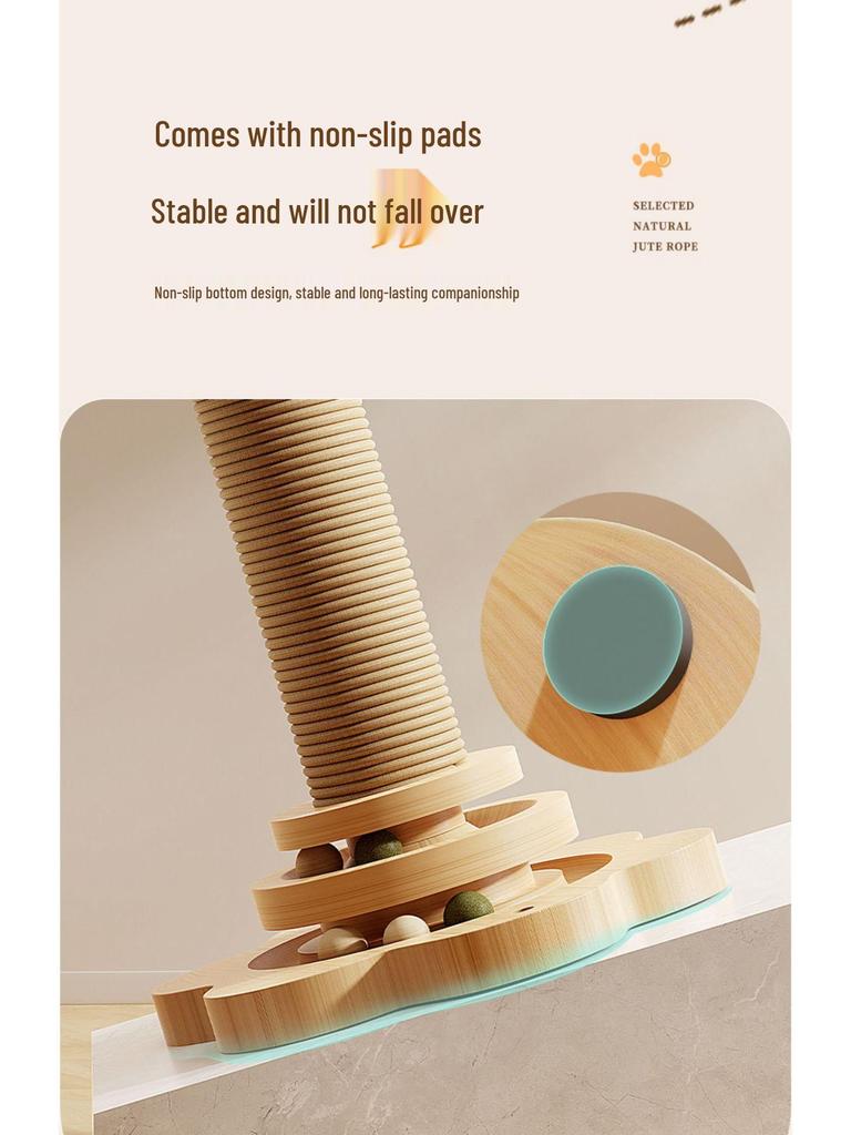 Wear-Resistant Sisal Cat Scratching Board & Teaser Stick - Kitten Toy for Self-Amusement and Boredom Relief.