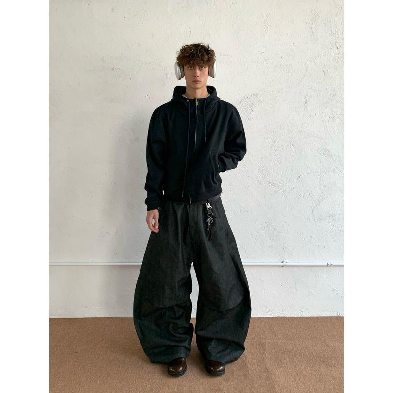 

Cabbage Coke Spring Simple Cleanfit Solid Color Heavyweight Sweatshirt Zipper Cardigan Jacket Loose Top Unisex Black 2XL