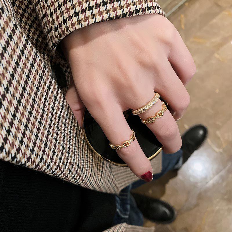 Inel Exquis Coreean cu Diamante, Trendy pentru Femei, pentru Degetul Arătător - Stil Versatil de Designer