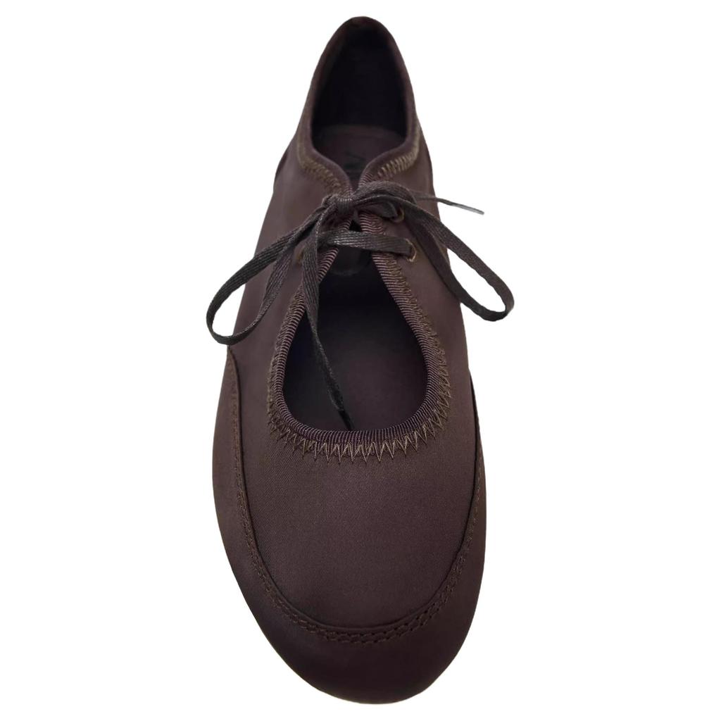 Zara Fashion Lace-Up Bow Decor Casual Flat Shoes Women Flats Brown 5205610700