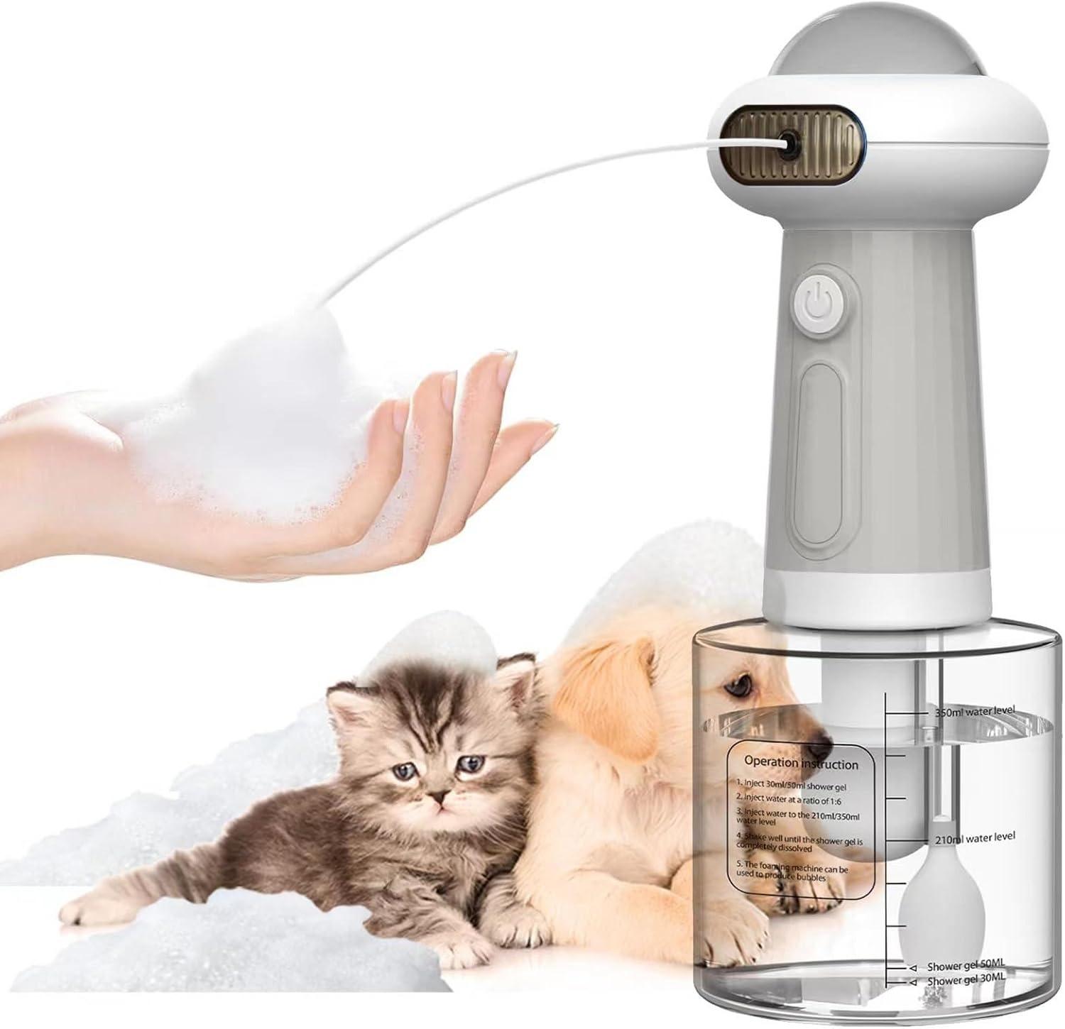 

ATUBAN Electric automatic Cat Foam machine,350ml Capacity, IPX7,Large Foam Production for Cats/Dogs/Pets and Household Cleaning сірий колір