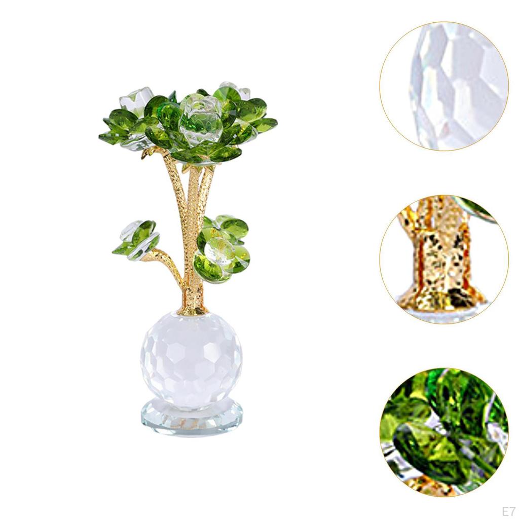 Lotus Flower Figurine Artwork Glass Statue for Cabinet Wedding Shelves