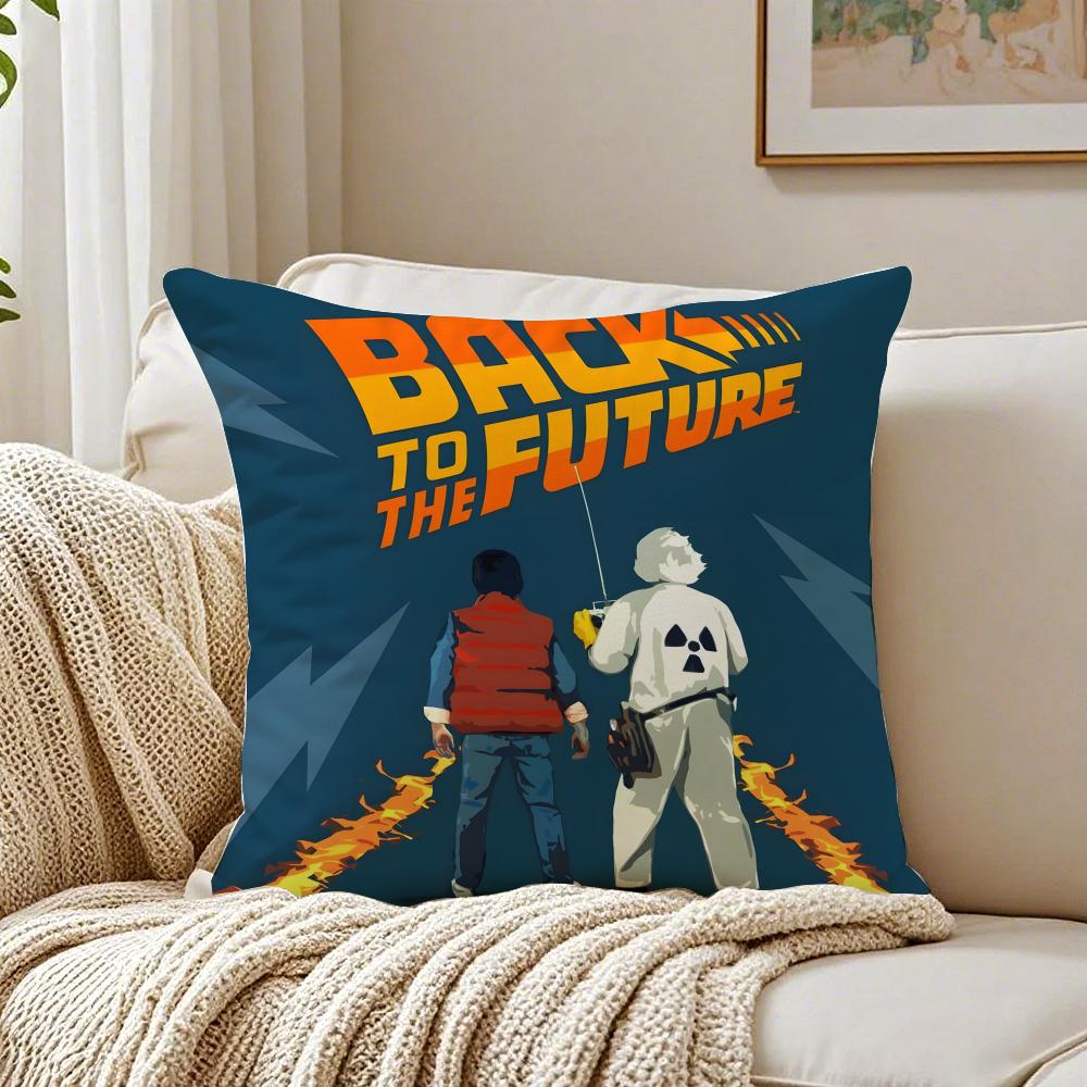 Classic SciFi Movie BBack To The FFuture Cushion Cover Linen Pillowcase Soft  for Sofa Bed Home Room Decor