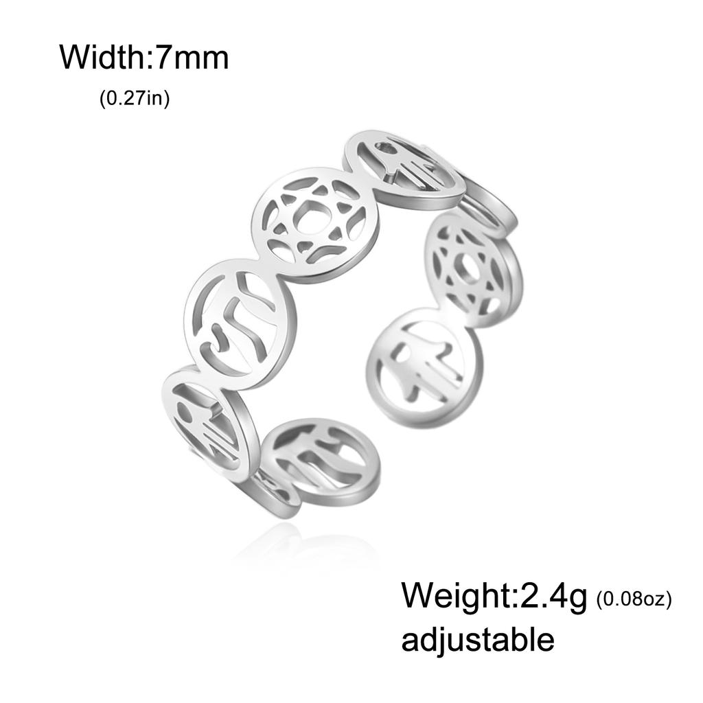 Hebrew Blessing Star of David Open Ring Je Chai Rings 18K Gold Plated Stainless Steel Hamsa Hand Ring Meaningful Gift for He