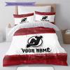 Custom Name New Jersey Devils Pattern Bedding Quilt Set  Home Decoration  Gift (1 * duvet cover + 2 * pillowcase  without core)
