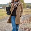 Cappotto Invernale Autunnale Spesso di Qualità Premium Sezione Lunga da Donna Capospalla in Tweed