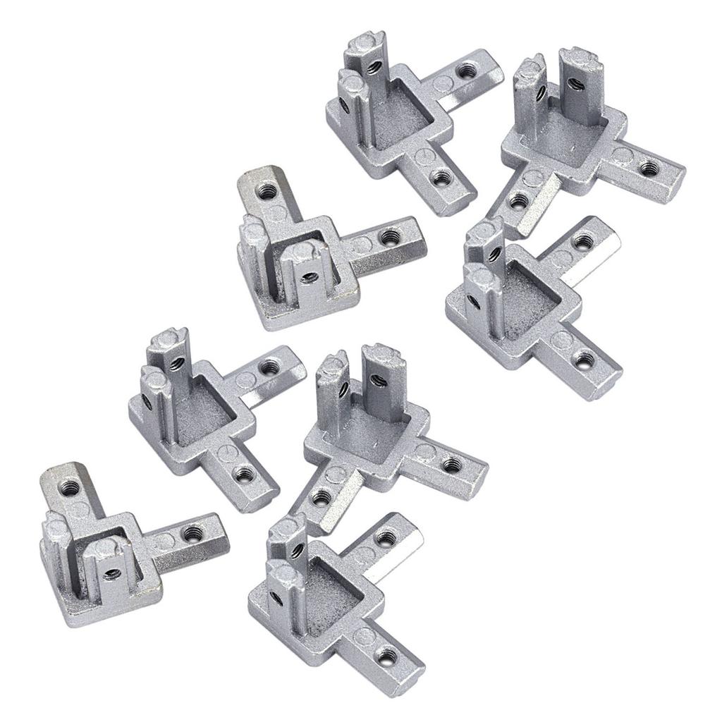 A84E-3-Way End Corner Bracket Connector For T Slot Aluminum Extrusion Profile 2020 Series (Pack Of 8, With Screws)