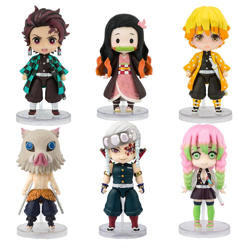 6 Stück/Set Dämonentöter Q-Version Stehende Figur Spielzeug Anime Kimetsu no Yaiba Tanjiro Nidouzi Inosuke Zenizu PVC Figurenmodell Spielzeug