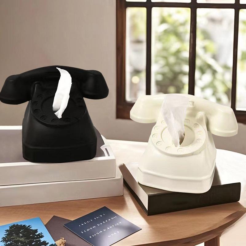 Old-Ed Telephone Tissue Box Luxury European-Style Funny Tissue Box Housewarming Gift Ornaments