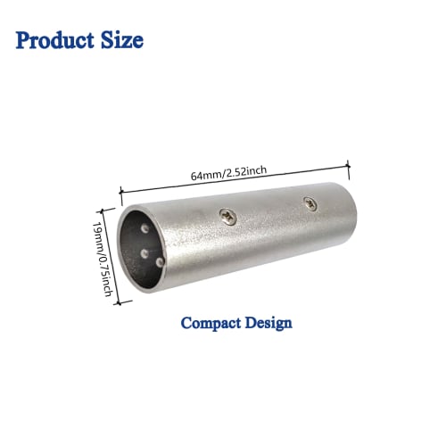 VolutyTek XLR Male to 3-Pin XLR Microphone Adapter Connector Compatible with 2 Recorder Mixing Consoles