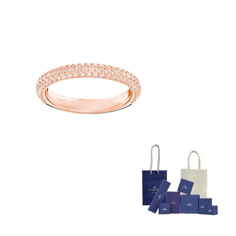 Swarovski Dextera Rose Gold Tone Plated Crystal Rings Womens Pink 50-Original Brand Box And Bag