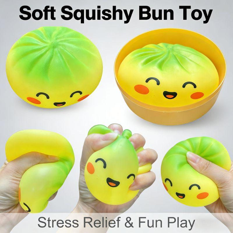 Squishy Bao Bun Fidget Transparent Glitter Dumpling Stress Relief Toy Slow Rising Steamer Box Squishy For Kids Trending Gift