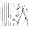 Stainless Steel Pedicure Kit 12 Pieces Professional Manicure Set Silver Portable Nail Care Tools