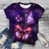 Summer Round Neck 3D Butterfly Print T-shirts Fashionable Casual Short Sleeved Women's T-shirts