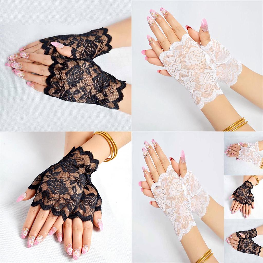 Premium Quality Womens Lace Fingerless Gloves For Evening Bridal Events