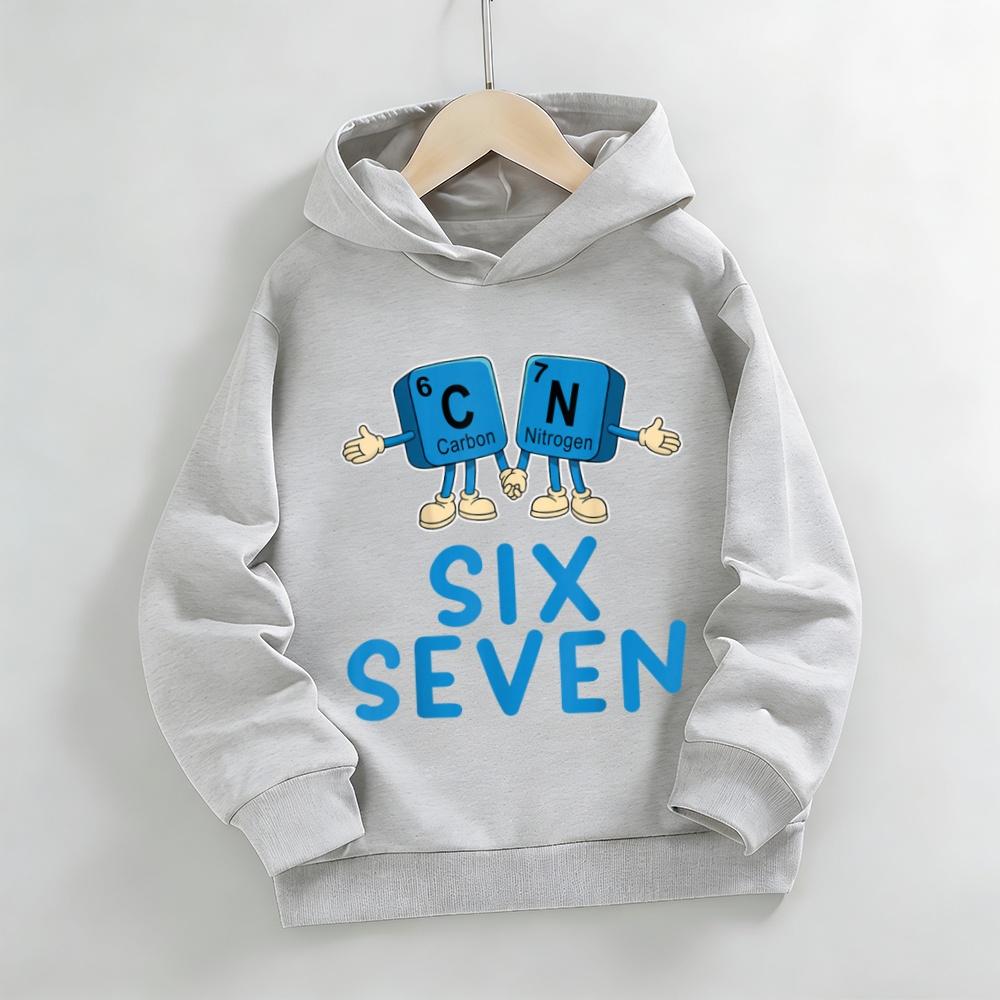 6 7 Meme hoodie children's sweatshirt, funny six seven cartoon print boy sweater, girl long-sleeved jacket