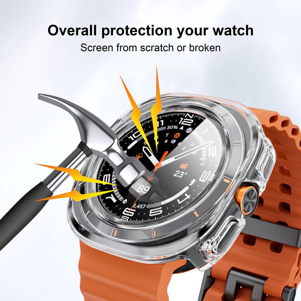 Tempered Glass+PC Case for Samsung Galaxy Watch 8 Ultra 47mm All-Around Protective Bumper Shell for Watch Ultra 47mm Cover