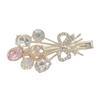 Women Hairpin Bow Shape Faux Pearl Rhinestone Faux Crystal Decor Hollow Out Exquisite Anti-slip Sparkling Luxury Hair Decoration Hair Clip