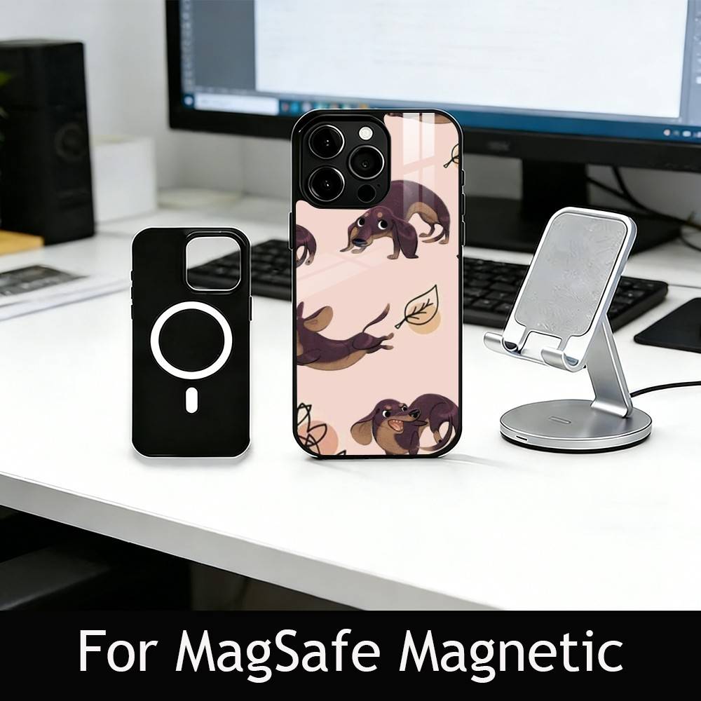 C-Cute C-Cartoon D-Dachshund Phone Case For iPhone17,16,15,14,13,12,11 Plus,Pro Magnetic For Magsafe Wireless Charging
