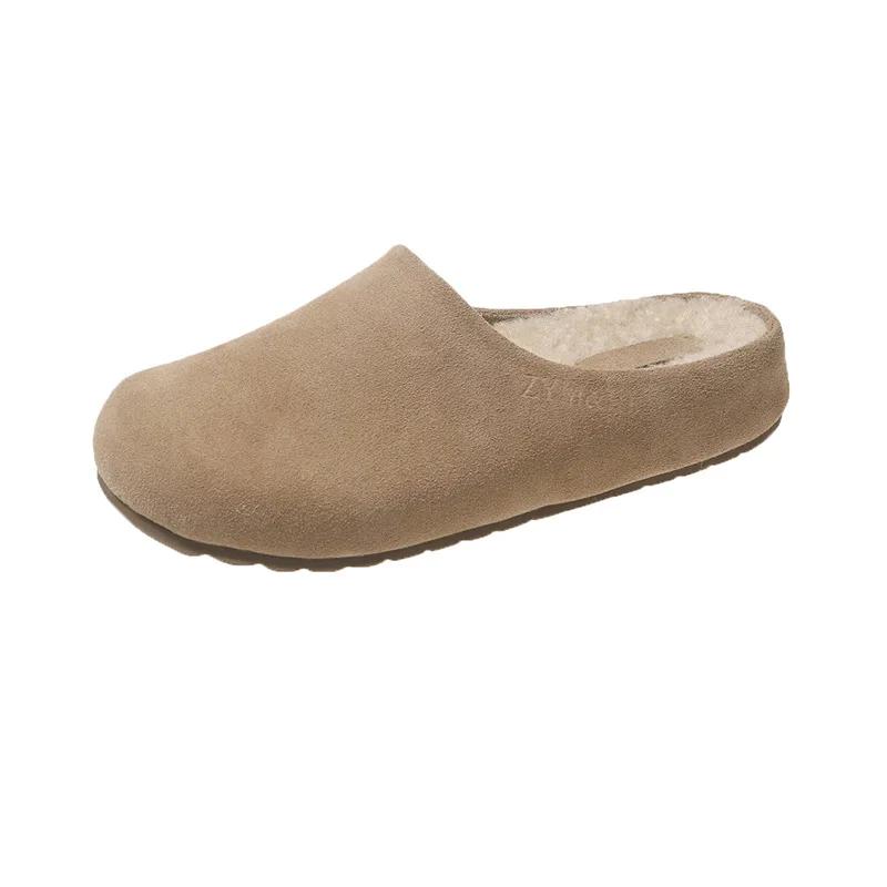 Fashion Lazy Man Wrapped Head Half Slipper 2024 Woman Wearing A Hundred Thick Sole Lazy Fluffy Slipper Woman