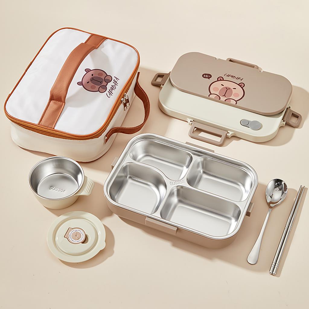 4/5 Grids 304 Stainless Steel Bento Lunch Box With Tableware Microwave Safe Children Portable Sealed Fruit Salad Food Container