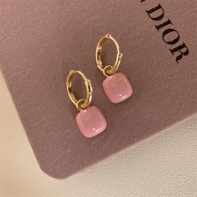 Elegant White-Pink Drip Glaze Convertible Earrings – Women's Light Luxury Hoops